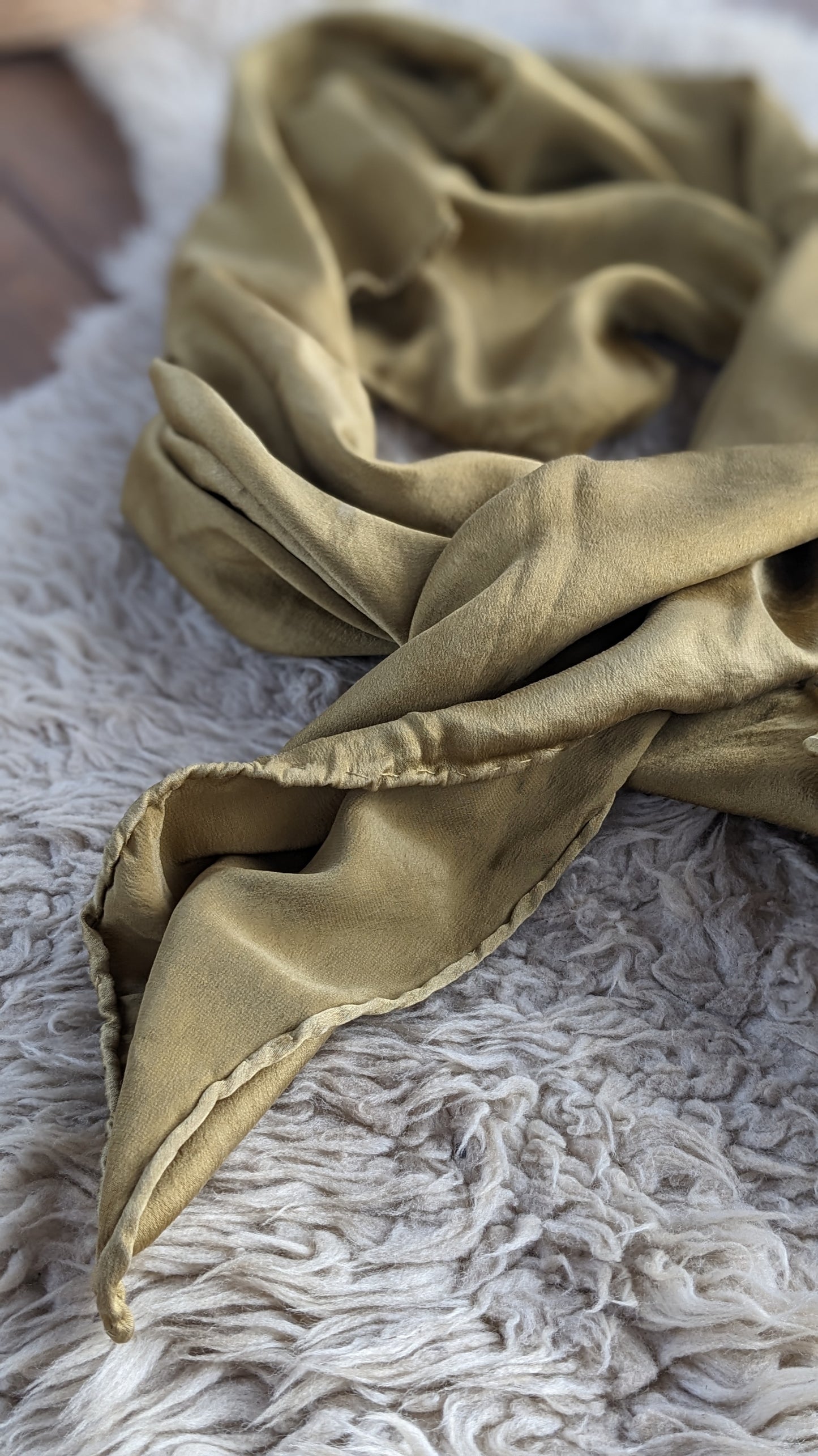 Golden Mustard Charmeuse silk scarf 35 x 35