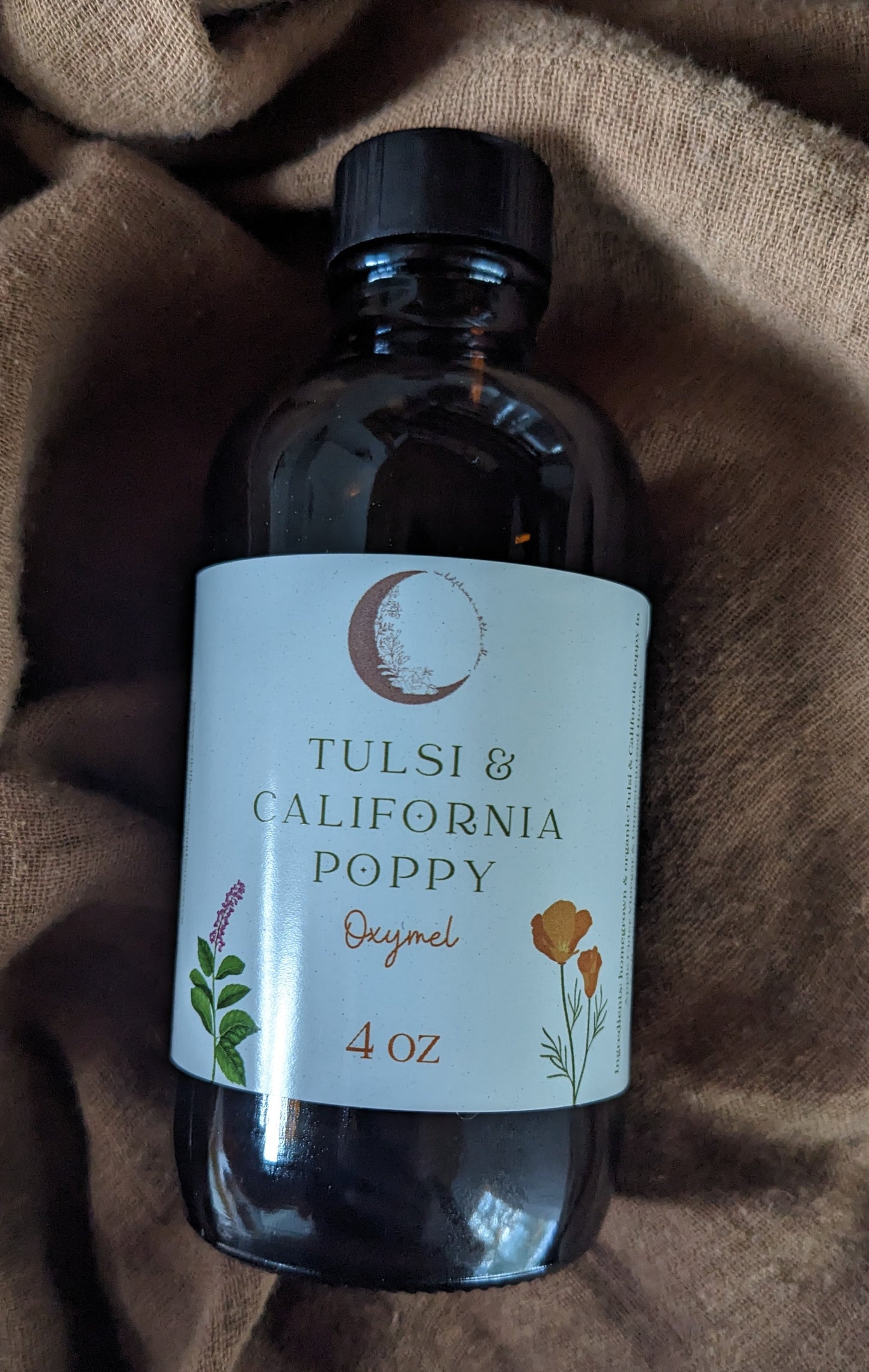 Tulsi & California poppy Oxymel  4oz