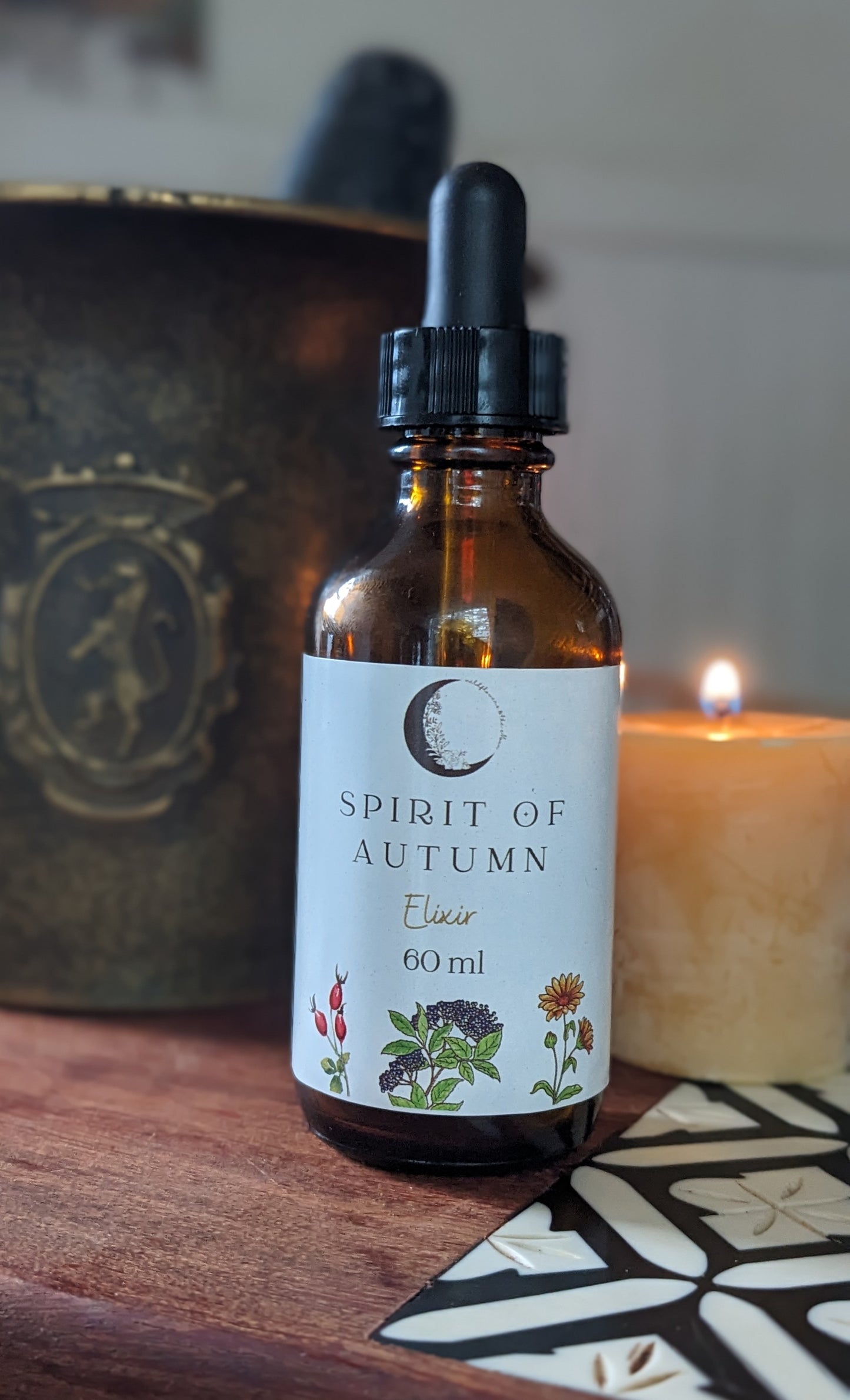 Spirit of Autumn Elixir 60ml Elderberry, Rosehips, Beebalm & Calendula.