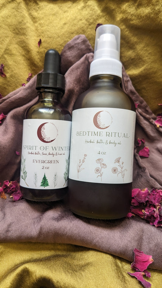 "Spirit of Winter" Evergreen herbal hair, face & bath oil - 2 oz