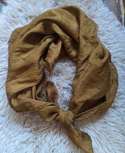 29" x 29" Golden mustard habotai silk scarf